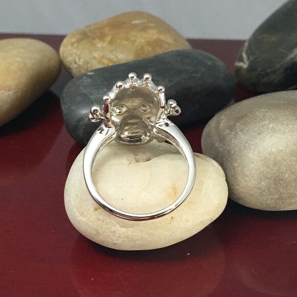 Skull Princess CZ Brass Rhodium Ring Size 7,9 - Picture 4 of 4